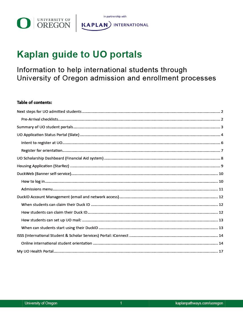 University of Oregon portals guide