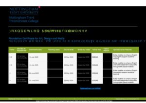 Nottingham Trent International College Summary Sheet Summer 2025