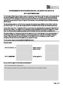 University of Bristol IFP – Parent Consent U18 Form
