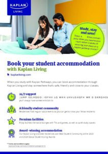 UK accommodation with Kaplan Living flyer