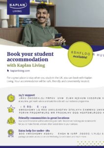 UK accommodation with Kaplan Living flyer