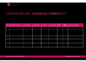 Bournemouth University International College Summary Sheet Spring 2026