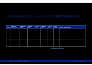 University of York International Pathway College Summary Sheet Autumn 2025