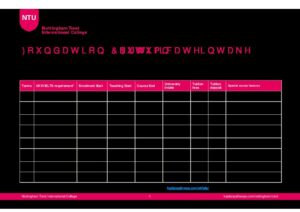 Nottingham Trent International College Summary Sheet Autumn 2024