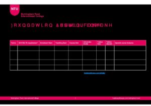 Nottingham Trent International College Summary Sheet Spring 2025