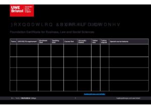 UWE Bristol’s International College Summary Sheet Summer 2025