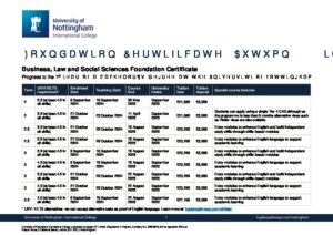 University of Nottingham International College Summary Sheet Autumn 2024