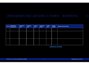 University of York International Pathway College Summary Sheet Autumn 2024