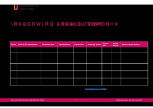 Bournemouth University International College Summary Sheet Spring 2025