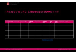 Bournemouth University International College Summary Sheet Spring 2026