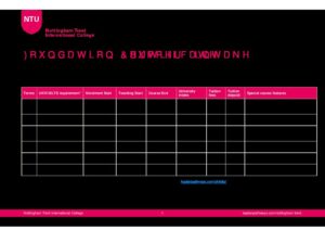 Nottingham Trent International College Summary Sheet Summer 2026
