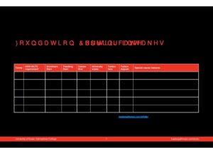 University of Essex International College Summary Sheet Spring 2025