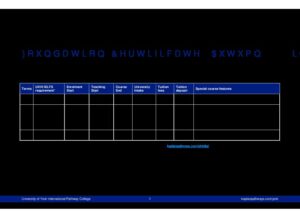 University of York International Pathway College Summary Sheet Autumn 2024