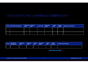 University of York International Pathway College Summary Sheet Spring 2026