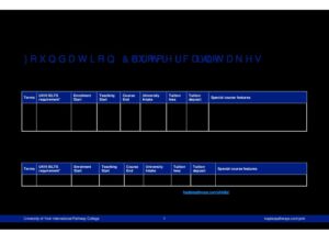 University of York International Pathway College Summary Sheet Summer 2025