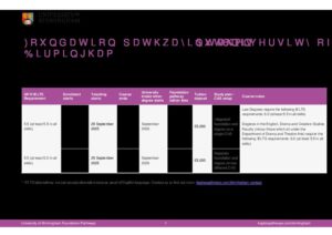 University of Birmingham Foundation Pathways Summary Sheet Autumn 2025
