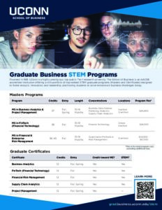 University of Connecticut Graduate STEM degrees flyer