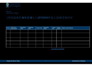 Glasgow International College Summary Sheet Autumn 2026