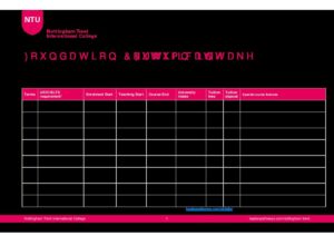 Nottingham Trent International College Summary Sheet Autumn 2026