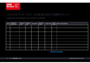 UWE Bristol’s International College Summary Sheet Spring 2027