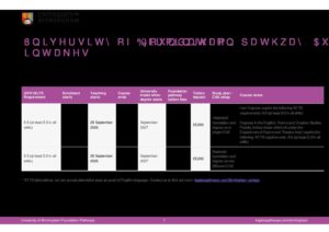 University of Birmingham Foundation Pathways Summary Sheet Autumn 2026