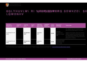 University of Birmingham Foundation Pathways Summary Sheet Autumn 2026