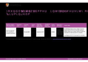 University of Birmingham Foundation Pathways Summary Sheet Summer 2026