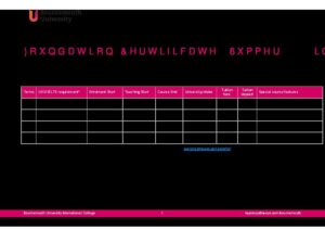 Bournemouth University International College Summary Sheet Summer 2028