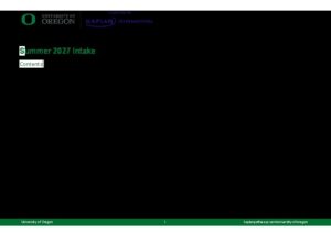 University Of Oregon Summer 2027 Summary Sheet