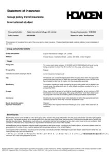2025–26 EduTravel Statement of Insurance document